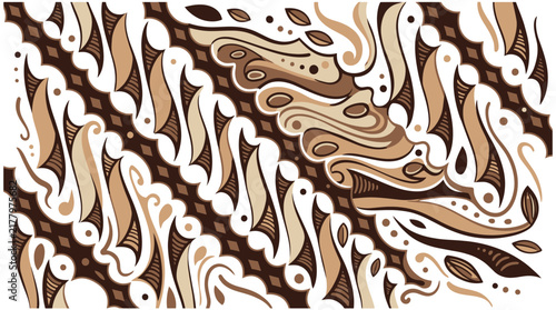 Traditional Indonesian brown Parang Batik textile pattern.