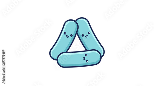 Trio of blue cartoon microbes arranged in a triangle.