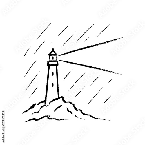 Hand Drawn Lighthouse in Storm Icon
