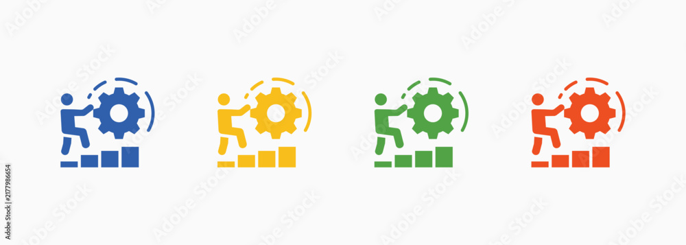 Fototapeta premium Working Icon Set Color Multiple Style Collection Vector Illustration