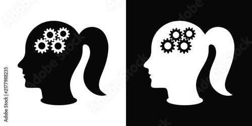 Black and white silhouette of a sad person with a thought bubble of stars