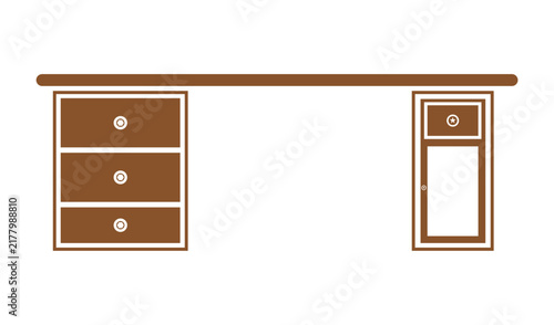 Wooden cabinet with drawers and a single door, isolated furniture wood grain texture