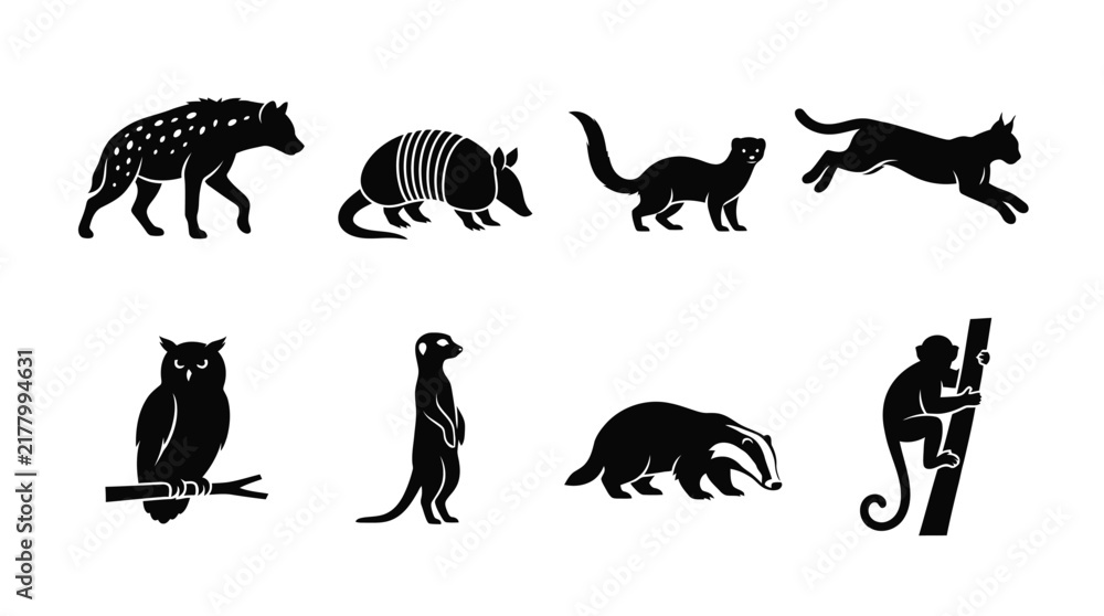 Obraz premium Collection of animal silhouettes against a white background