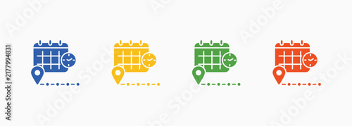 Timeline Icon Set Color Multiple Style Collection Vector Illustration