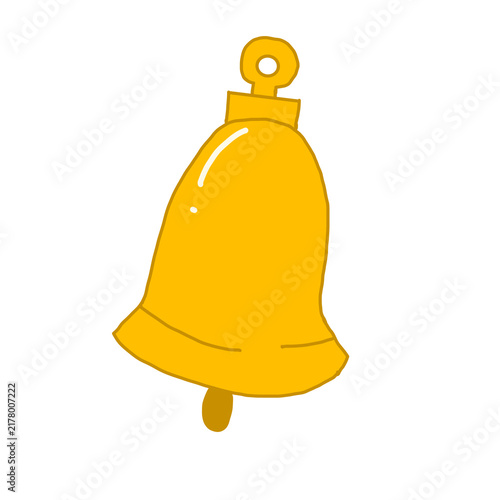 Fotografie hand drawn simple golden yellow christmas bell hanging ornament