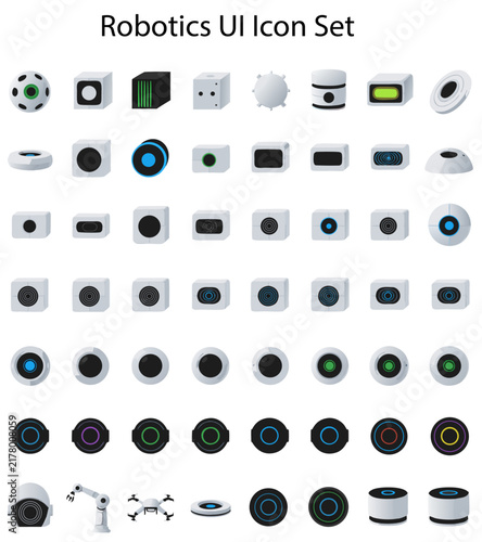 Clean White Modern Robotics and AI Technology Vector Icon Collection