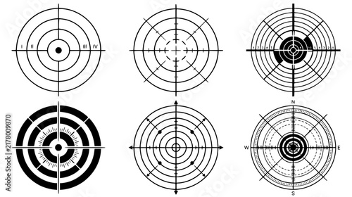 Six target designs in grid 202609021004 2 set with simple line art design featuring line art, illustrations, graphic resources with vector and design elements
