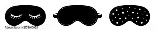 Three sleep masks in a 202609021020 set with simple line art design featuring simple design, minimalist, black and white with illustrations and graphics