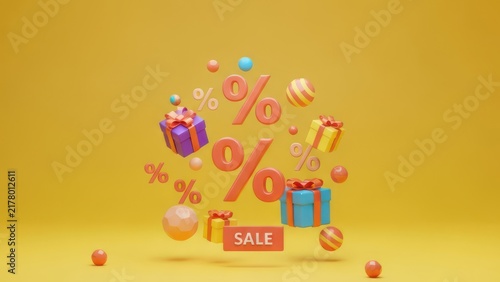 Vibrant 3D Sale Promotion with Percent Signs