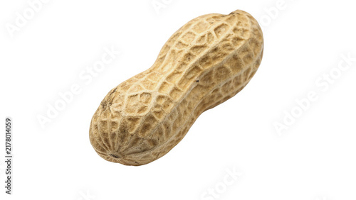 Foto Single whole peanut shell dry groundnut isolated on black background for organic