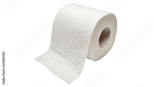 Obraz na plátně Soft clean roll of white bathroom toilet paper isolated on transparent backgroun