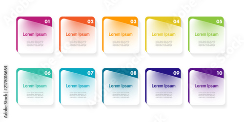 infographic elements template, business concept with 10 steps,  shapes design with multi gradient color label for workflow layout, diagram, annual report, vector