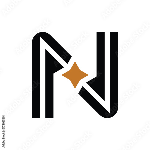 Interlocking Letter N With Golden Star Logo