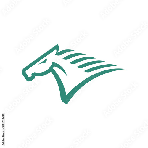 Minimal Checkmark Horse Head With Speed Lines Logo