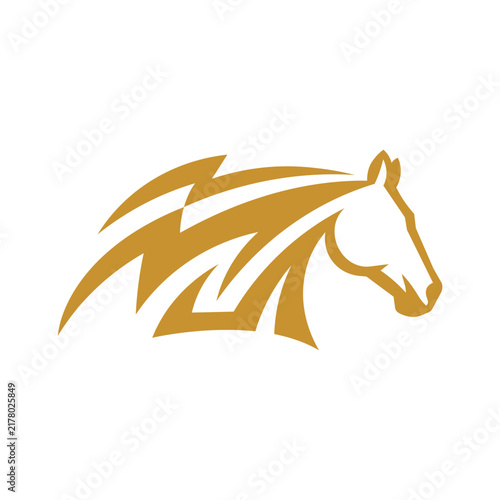 Geometric Horse Head With Lightning Mane Logo