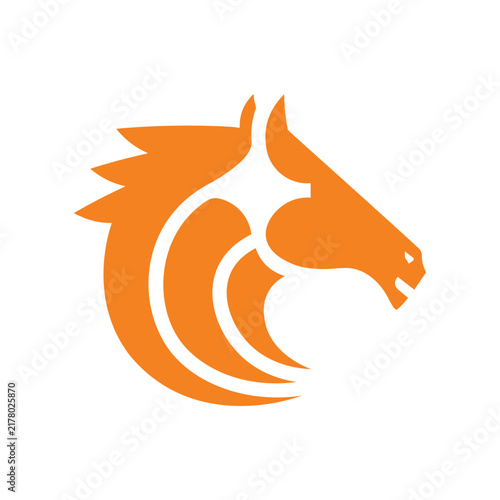 Horse Head With Circular Star Flowing Mane Logo