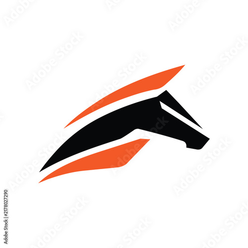 Dynamic Horse Head With Racing Stripes Logo