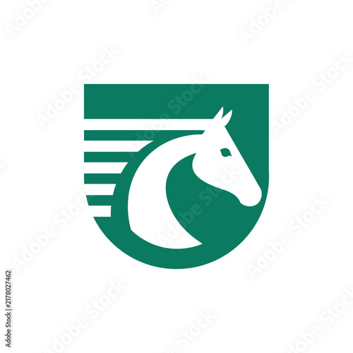 Horse Head Shield With Horizontal Speed Lines Logo