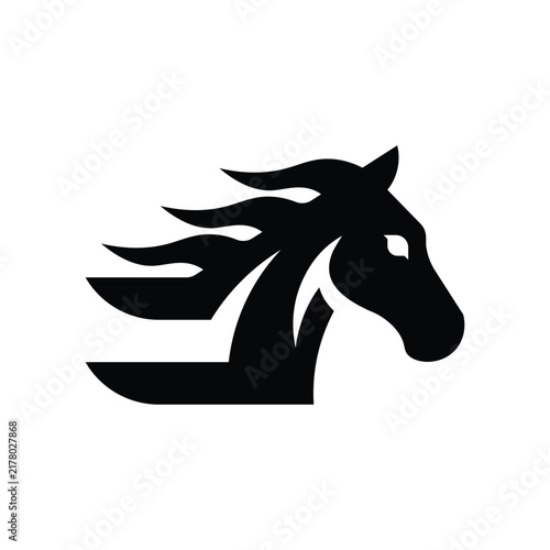 Horse Head With Windblown Flowing Mane Logo