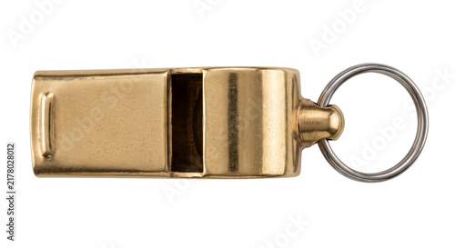 Принти на полотні Classic brass whistle with a silver keyring for easy portability