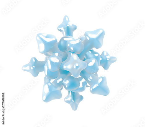 3D Snowflake Icon, Blue Icy Snowflake Vector illustration