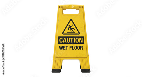Cuadro en lienzo Yellow caution wet floor sign warning of slippery surface