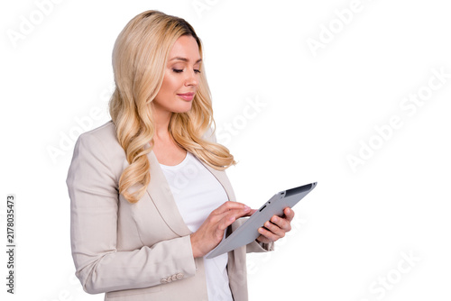 Quadro su tela Portrait of her she nice attractive charming focused skilled wavy-haired lady ho