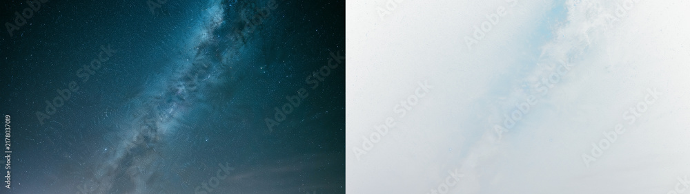 Fototapeta premium Stunning milky way galaxy in night sky filled with stars, isolated on transparent background
