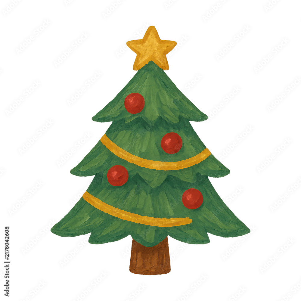 Naklejka premium PNG Festive illustrated Christmas tree decoration.