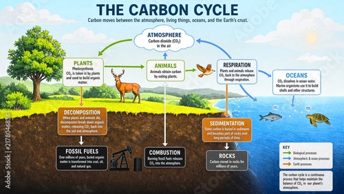 The Carbon Cycle Environmental Science Educational Infographic Diagram