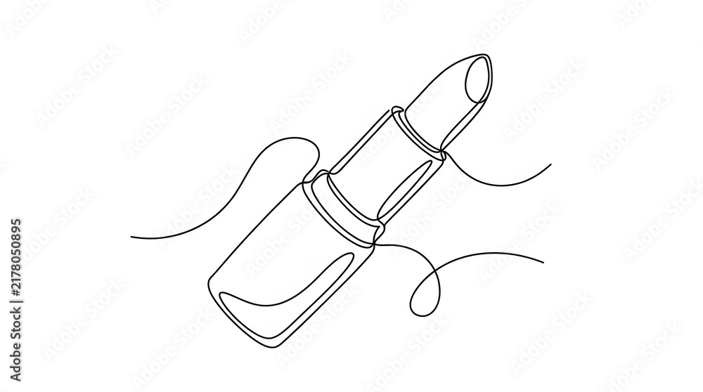 Obraz premium One line drawing of open lipstick tube