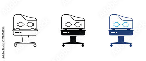 Bild auf Leinwand infant incubator icon set, neonatal baby incubator vector, nicu intensive care s