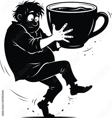 Man Running With Large Coffee Cup