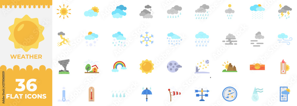 Fototapeta premium Weather Flat Icon, Editable Icons set, Vector illustration