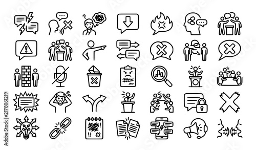 Foto Argument and Communication Conflict Icons, Debate, Misunderstanding and Dispute