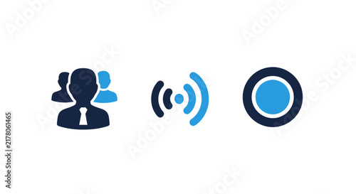 3D isometric icon set displaying user connection and signal transmission symbols with connection transmission communication wireless business corporate employee illustration technology