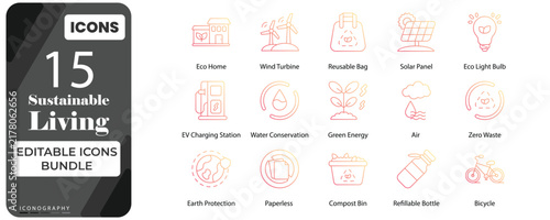 Sustainable Living Gradient Icon Set