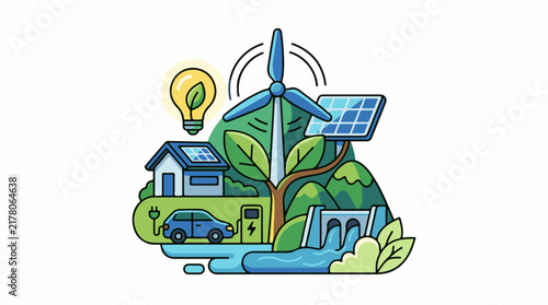 Sustainable energy sources power a home car and community