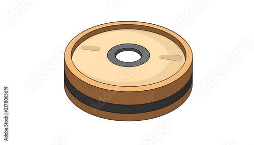 Wooden ring with blue center hole.