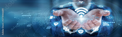 Картината върху платно Connected device network