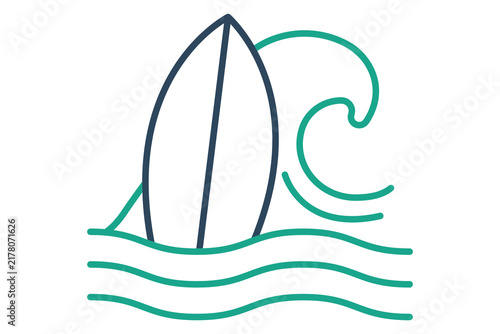 Surfing icon. line icon style. icon related to water sports. summer elements vector illustration