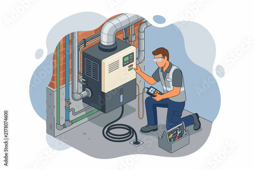 Isometric Residential HVAC System Inspection and Maintenance