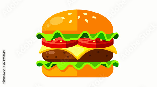 Juicy Gourmet Burger Illustration - Fast Food Vector Graphic