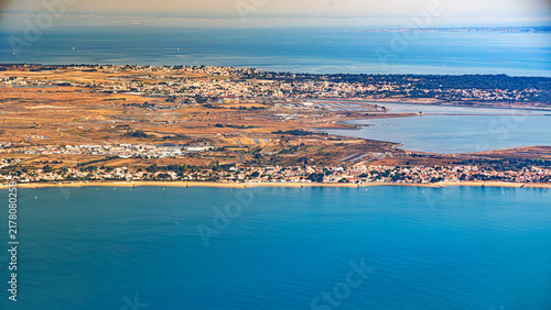 Noirmoutier island in vendée aerial view in vendée french atlantic ocean