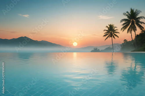 A colab inspired background image of sunset at the beach.