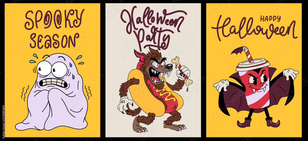 Fototapeta premium Cute Halloween Character Poster Collection