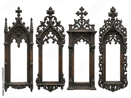Black gothic style church window design with pointed arches