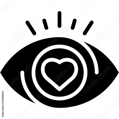 Bild auf Leinwand Eye Love Romance Attraction Admiration Vision and Passion Vector Icons