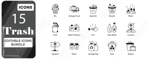 Trash Glyph Icons Set