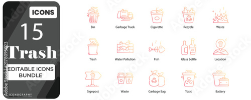 Trash Gradient Icons Set